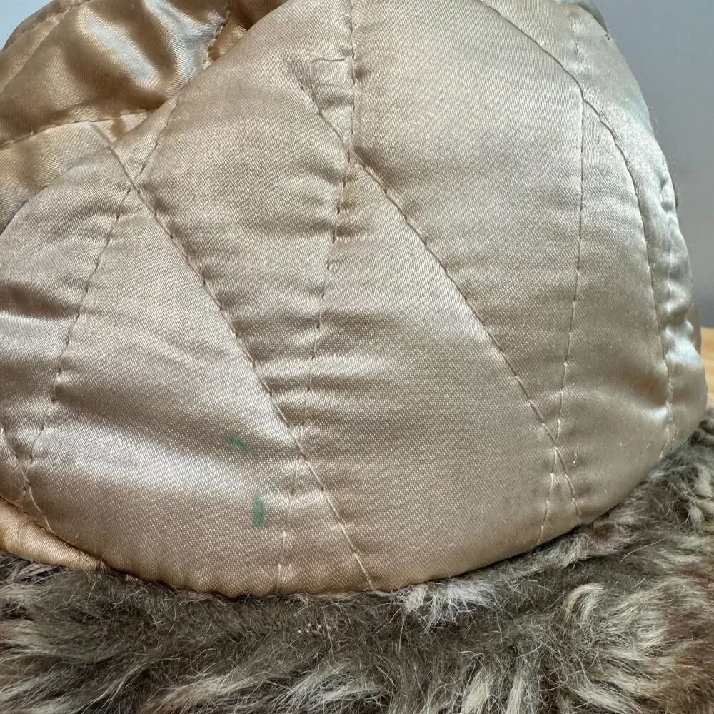 Vintage Y2K True Religion Patchwork Plaid Faux Fur Trapper Aviator Hat OS